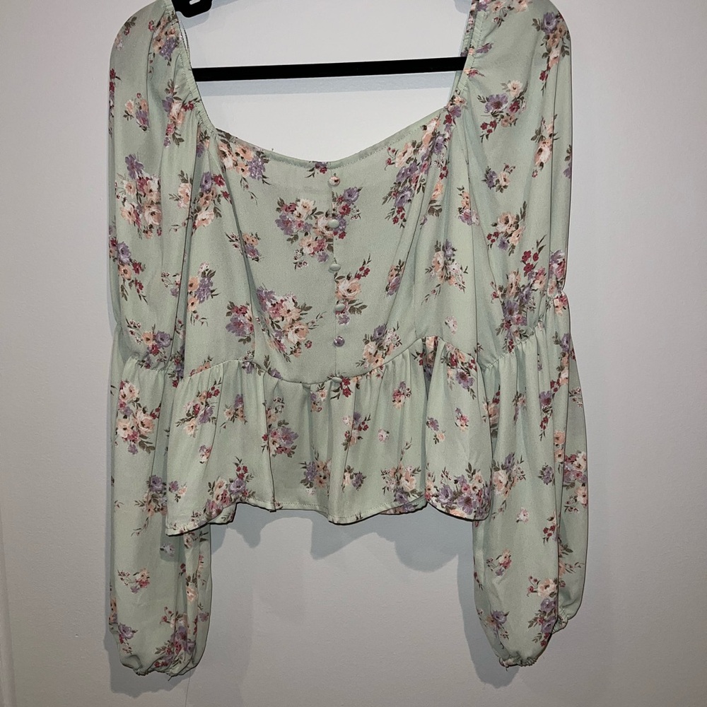 Blu Pepper Mint Floral Blouse